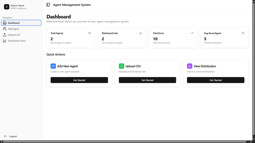 MERN Agent Task Distribution System Screenshot